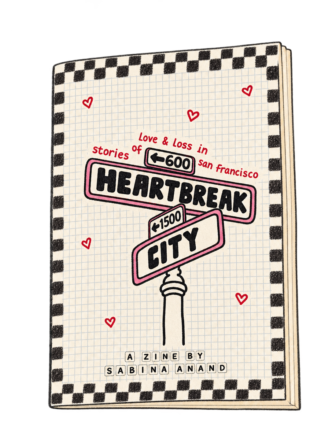 Illustrated Heartbreak City zine cover