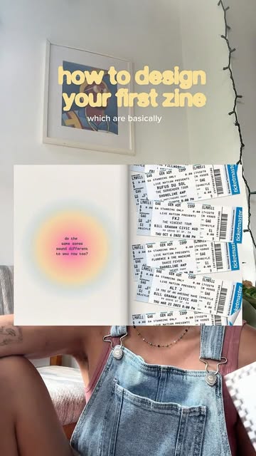 Heartbreak City spread with concert tickets and how to design your first zine text